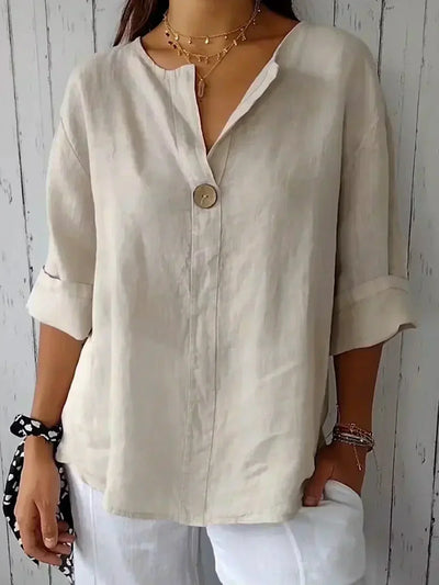 Sylviana™ | V-Neck Cotton Linen T-Shirt