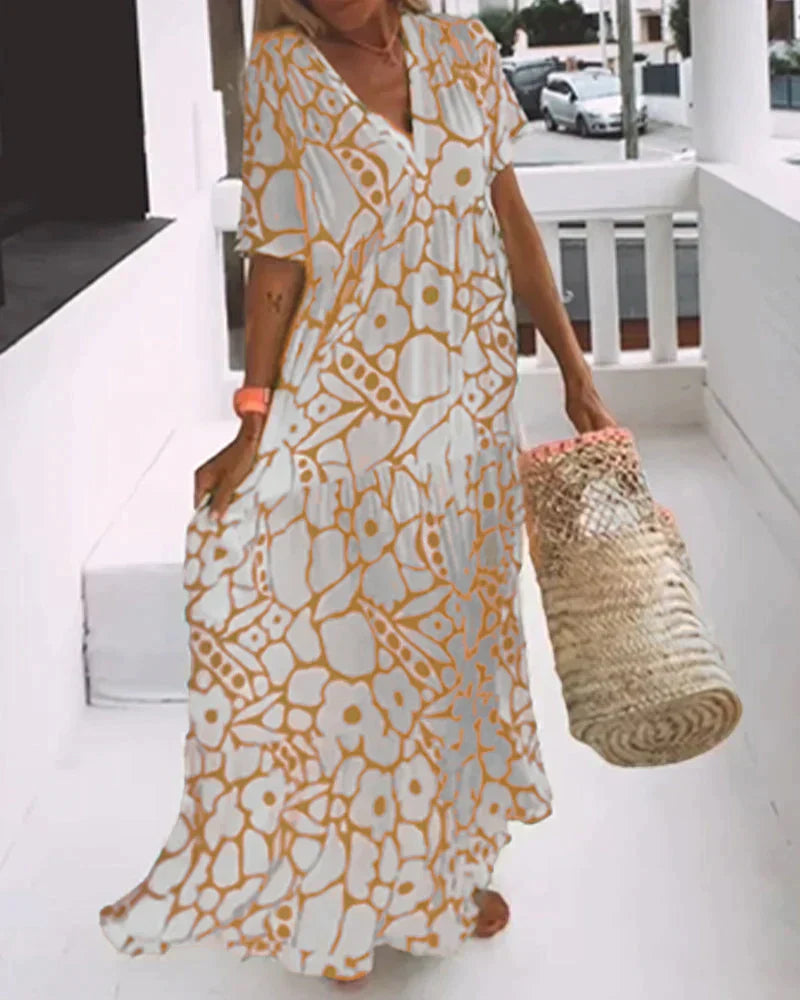 Julie | Printed V-neck Ample Dress