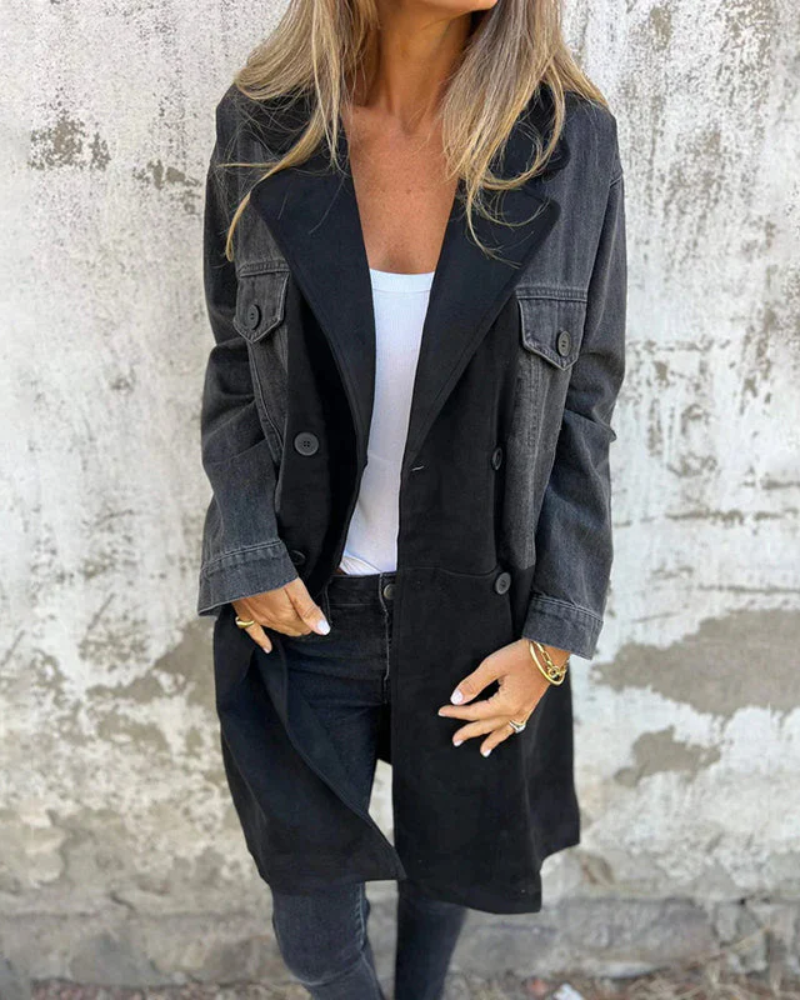 Leslie | Denim Suede Coat