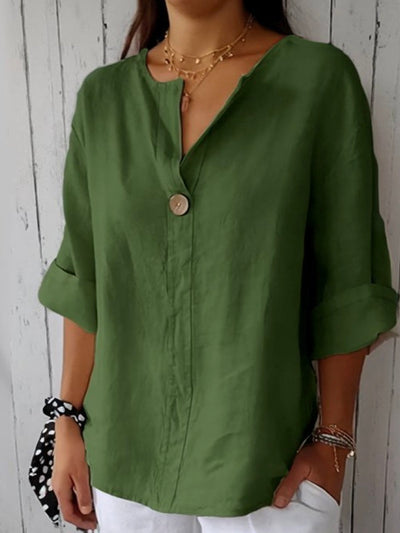 Sylviana™ | V-Neck Cotton Linen T-Shirt