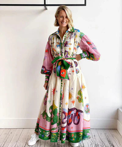 Angela | Long Patterned Dress