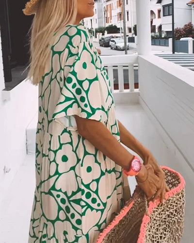 Julie | Printed V-neck Ample Dress