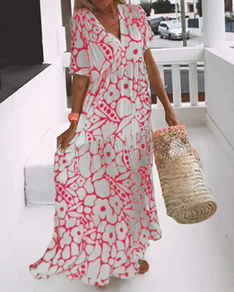 Julie | Printed V-neck Ample Dress