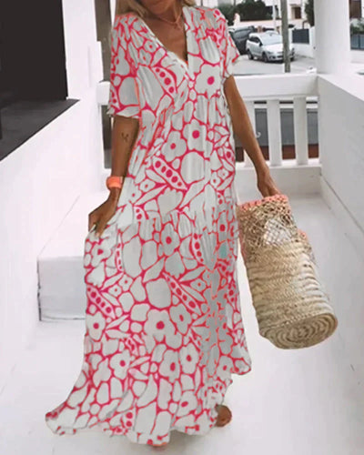 Julie | Printed V-neck Ample Dress