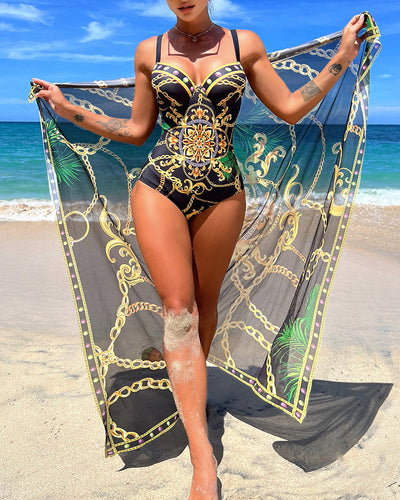 Evie | One-piece push-up swimsuit with beach apron