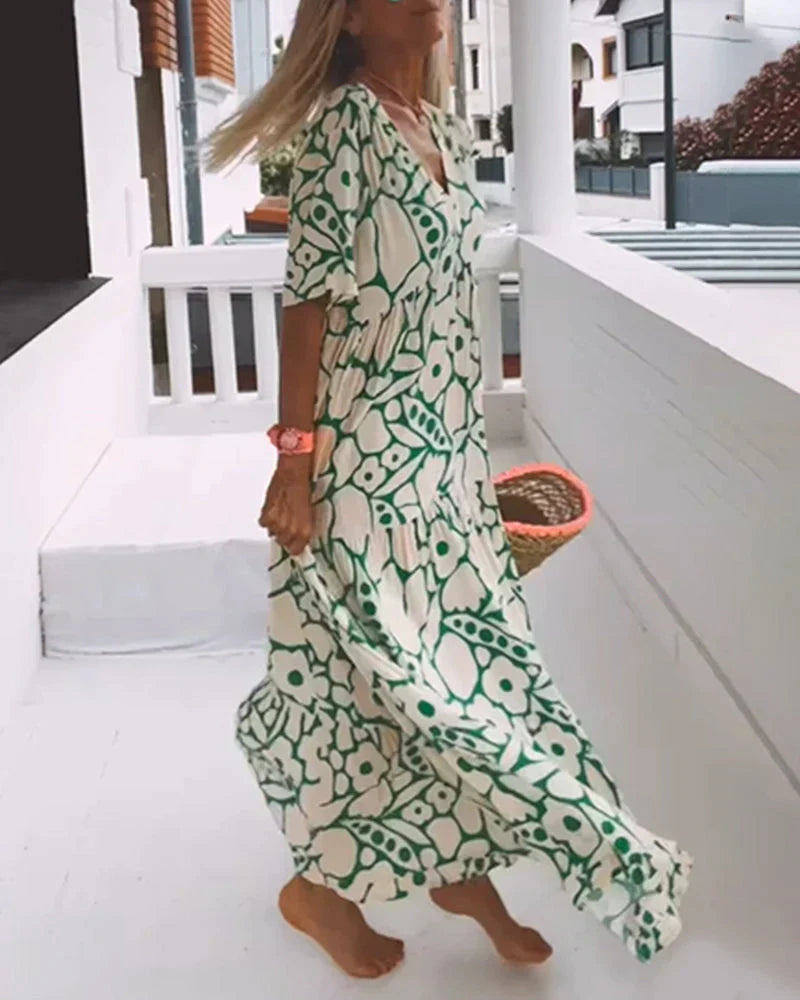 Julie | Printed V-neck Ample Dress