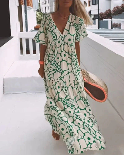 Julie | Printed V-neck Ample Dress