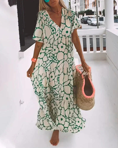 Julie | Printed V-neck Ample Dress
