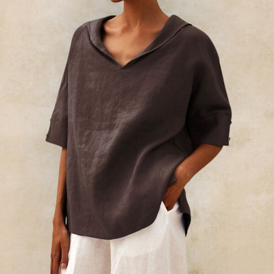 Renee™ | Women's V-Neck Casual Linen Shirt