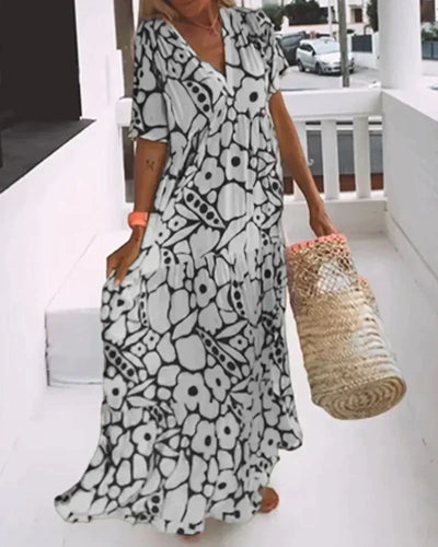 Julie | Printed V-neck Ample Dress