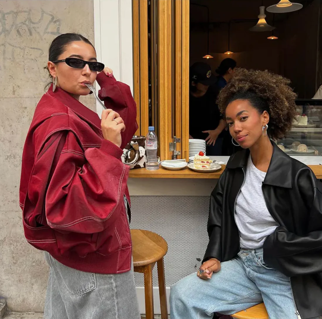 Catherine | Oversized leather jacket