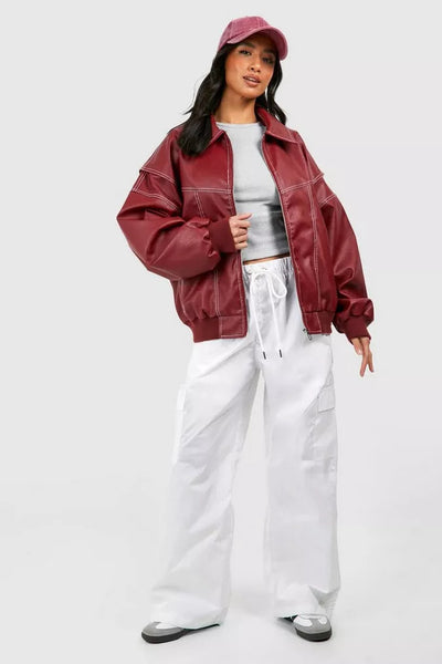 Catherine | Oversized leather jacket