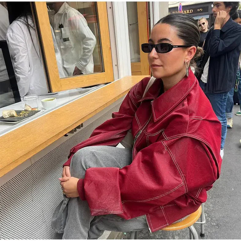 Catherine | Oversized leather jacket