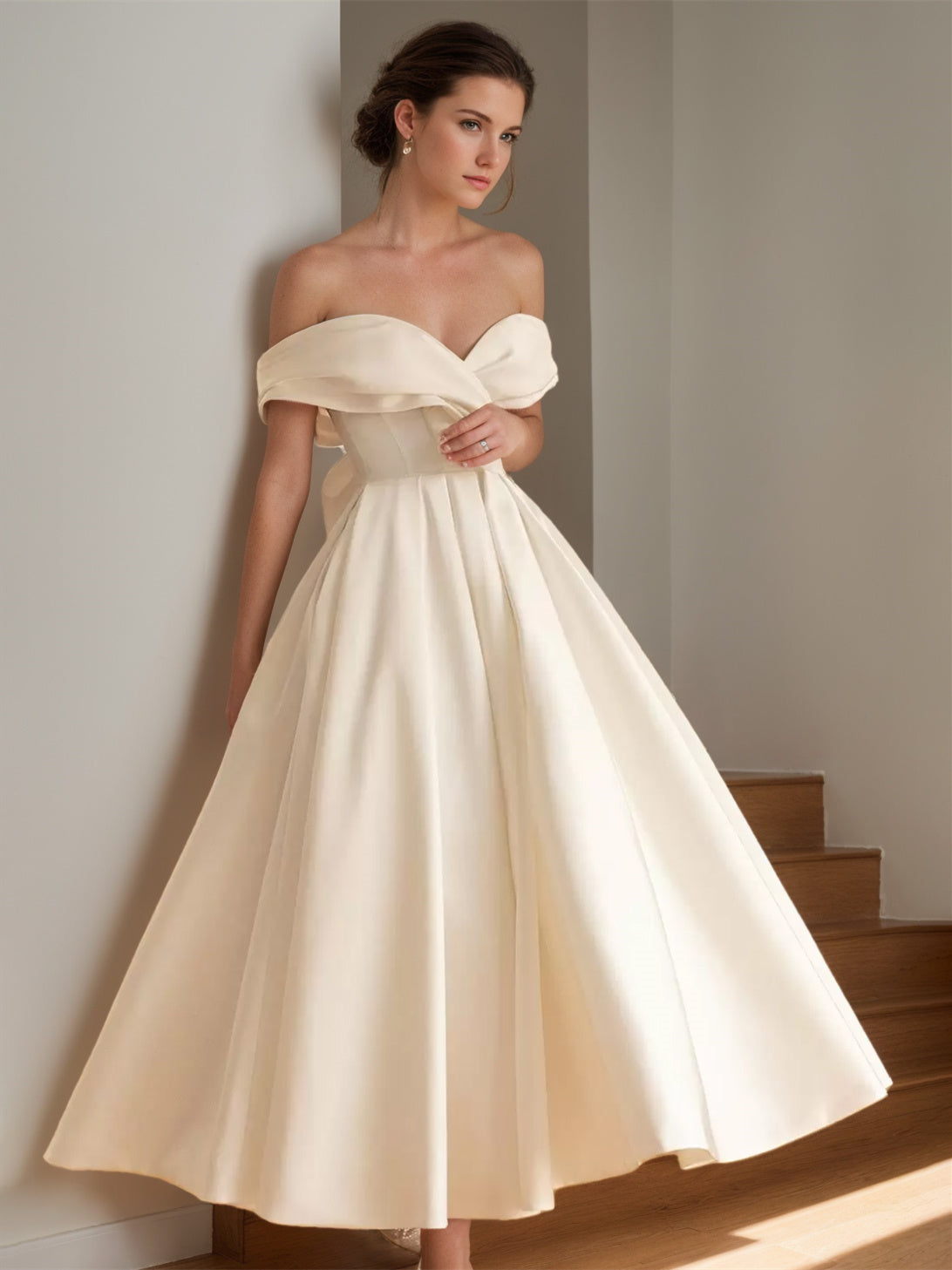 Ginevra | Strapless midi wedding dress