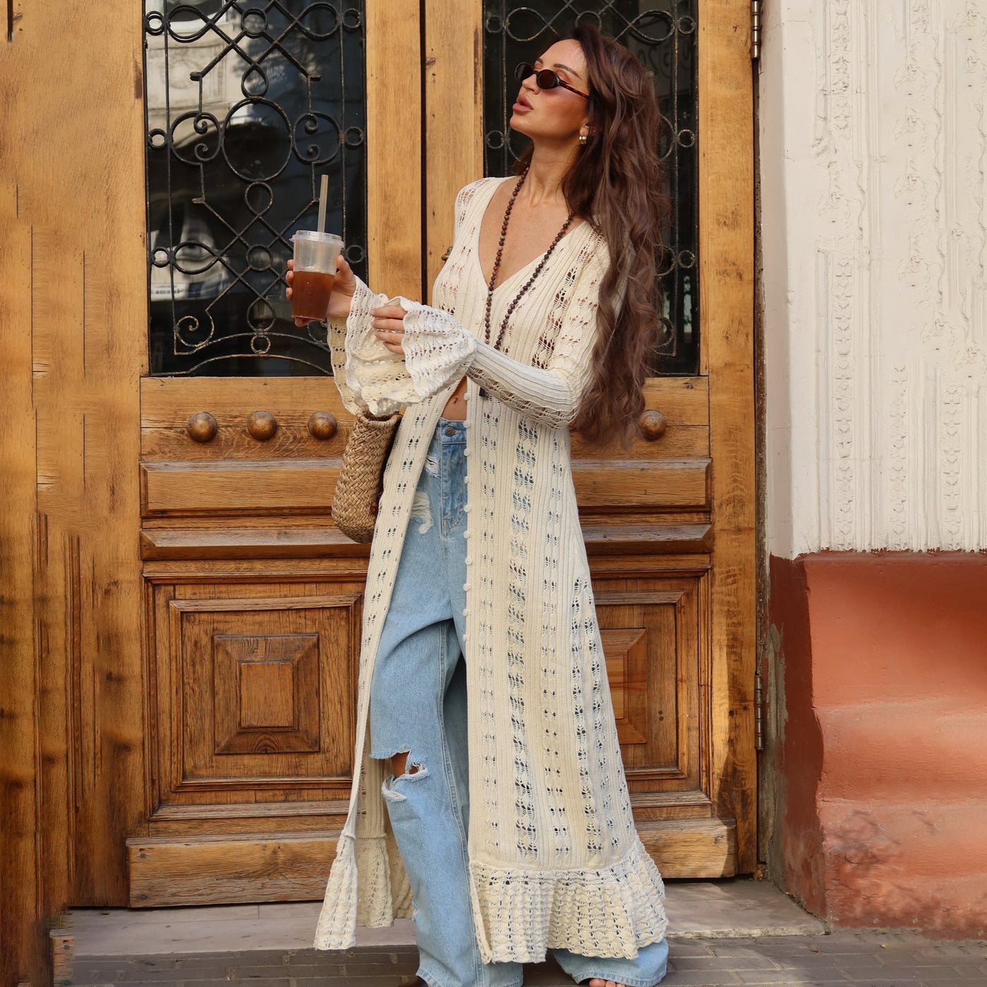 Laura | Long cardigan with flared sleeves