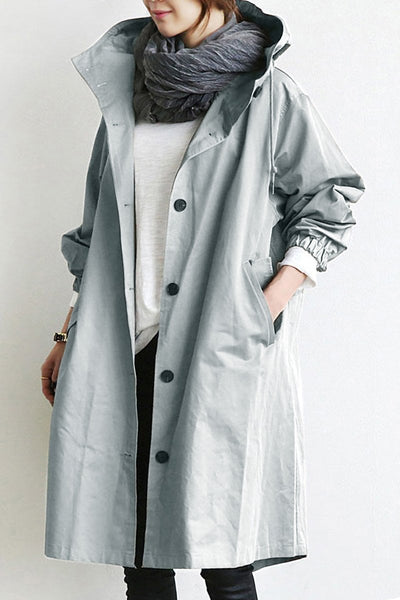 Light blue | Elegant waterproof trench coat with hood