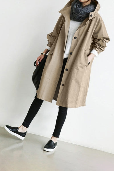 Light blue | Elegant waterproof trench coat with hood