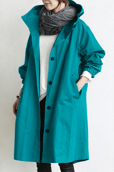 Light blue | Elegant waterproof trench coat with hood