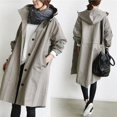 Light blue | Elegant waterproof trench coat with hood