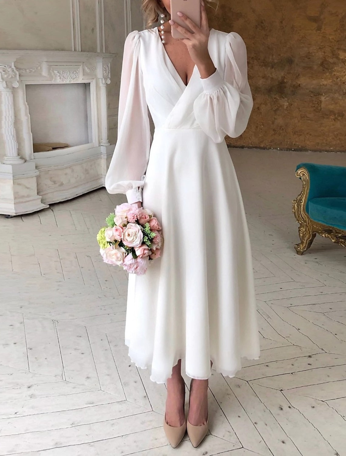 Lisa | Elegant midi wedding dress