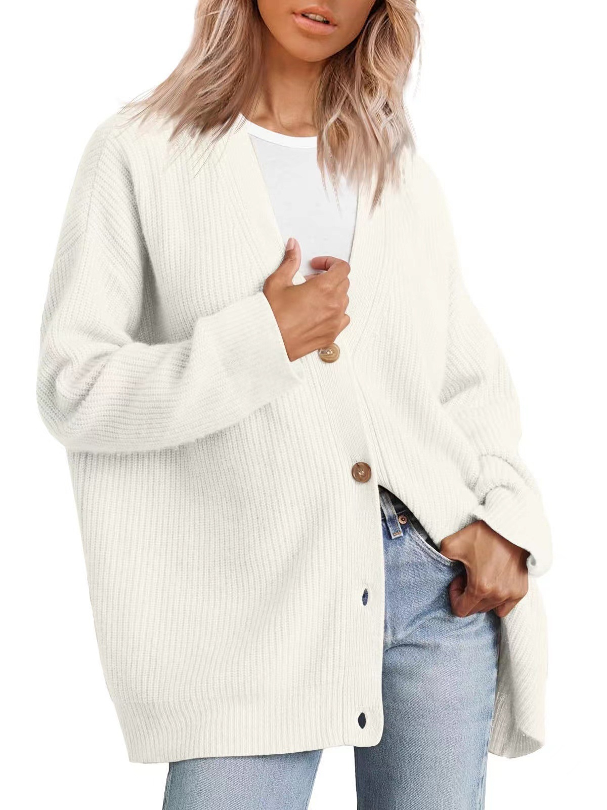 Manuela | Casual long cardigan with button placket