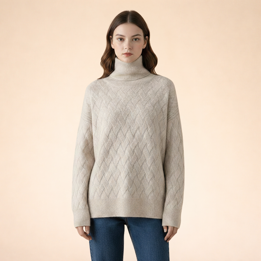 Freja | Elegant Diamond-Pattern Cashmere Sweater