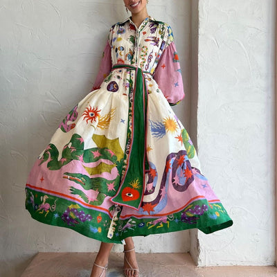Angela | Long Patterned Dress