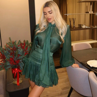 Angela | Bow Tie Pleated Skirt Set
