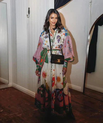 Angela | Long Patterned Dress
