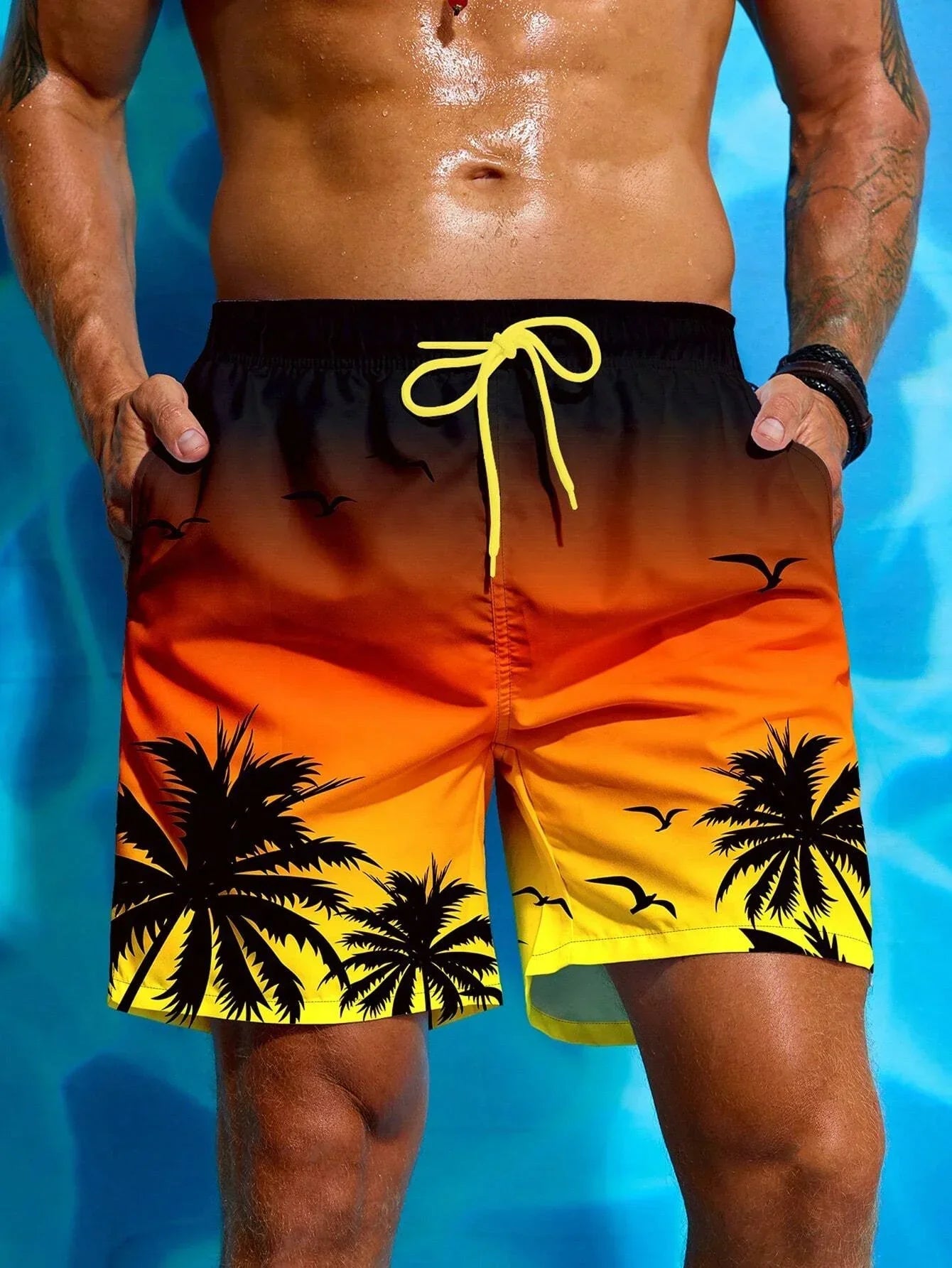 Palm trees | Comfortable tropical print swim shorts