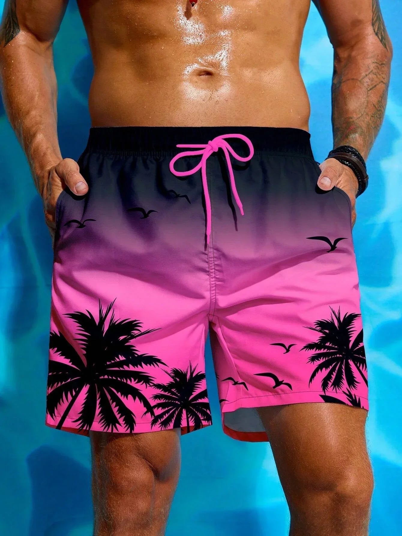 Palm trees | Comfortable tropical print swim shorts