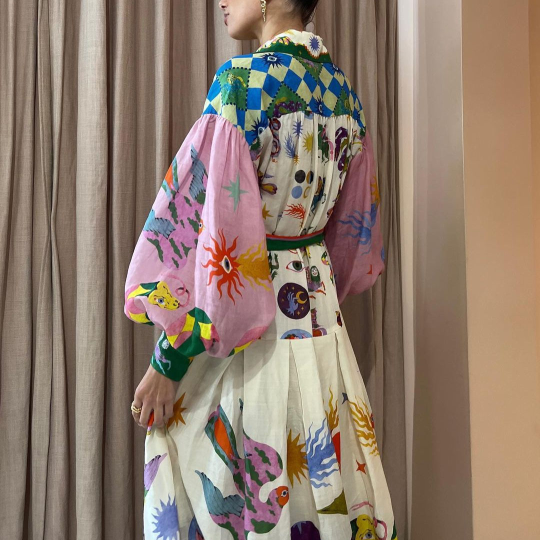 Angela | Long Patterned Dress