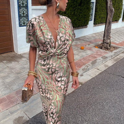 Leala | Twisted V-Neck Maxi Dress