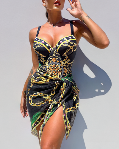 Evie | One-piece push-up swimsuit with beach apron