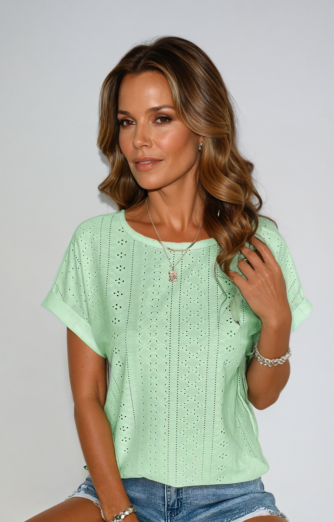 Frida | Casual Eyelet Top