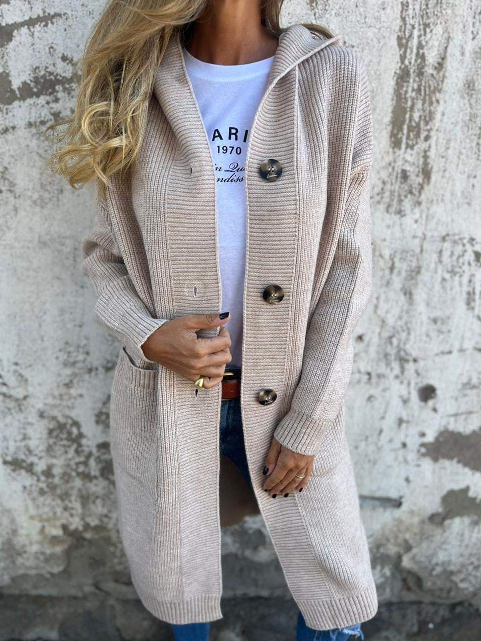 Adela | Elegant long knitted cardigan