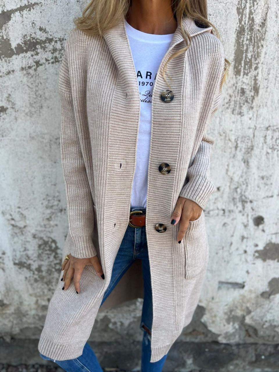 Adela | Elegant long knitted cardigan
