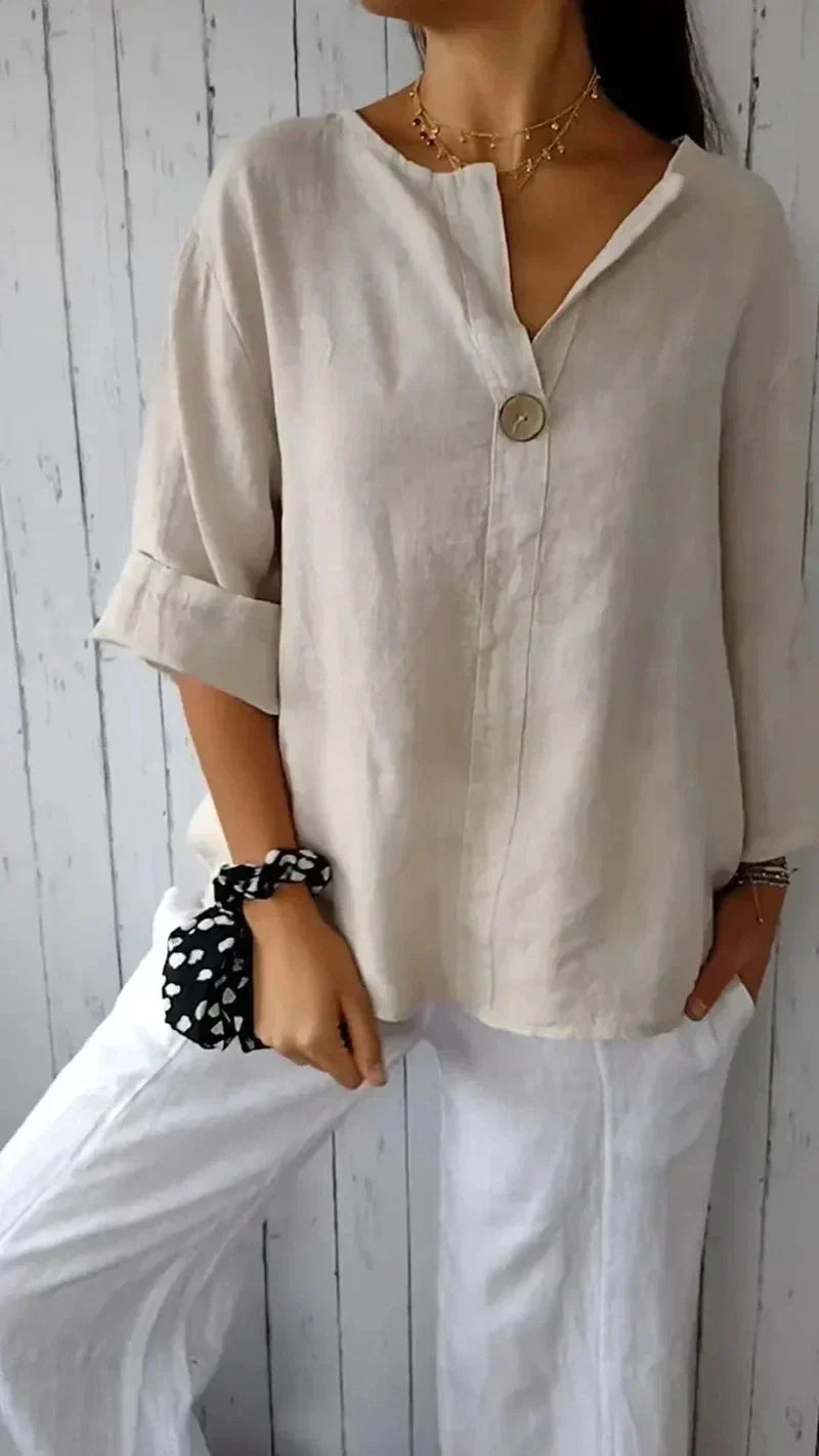 Anamey™ | V-neck Mid-Sleeve Shirt