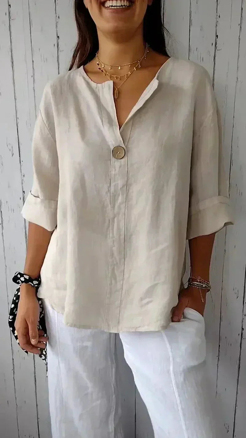 Anamey™ | V-neck Mid-Sleeve Shirt