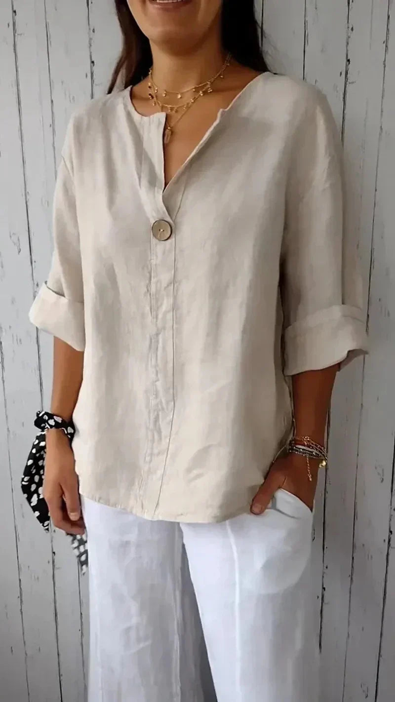 Anamey™ | V-neck Mid-Sleeve Shirt