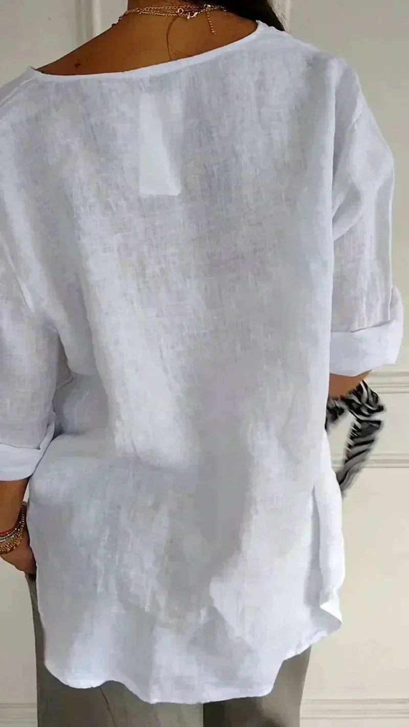 Anamey™ | V-neck Mid-Sleeve Shirt