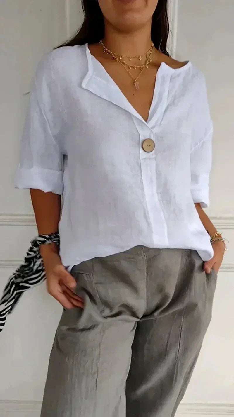 Anamey™ | V-neck Mid-Sleeve Shirt