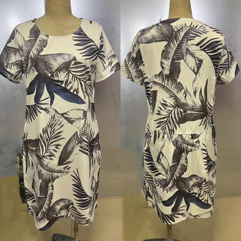 Tina | Round neck dress with botanical print