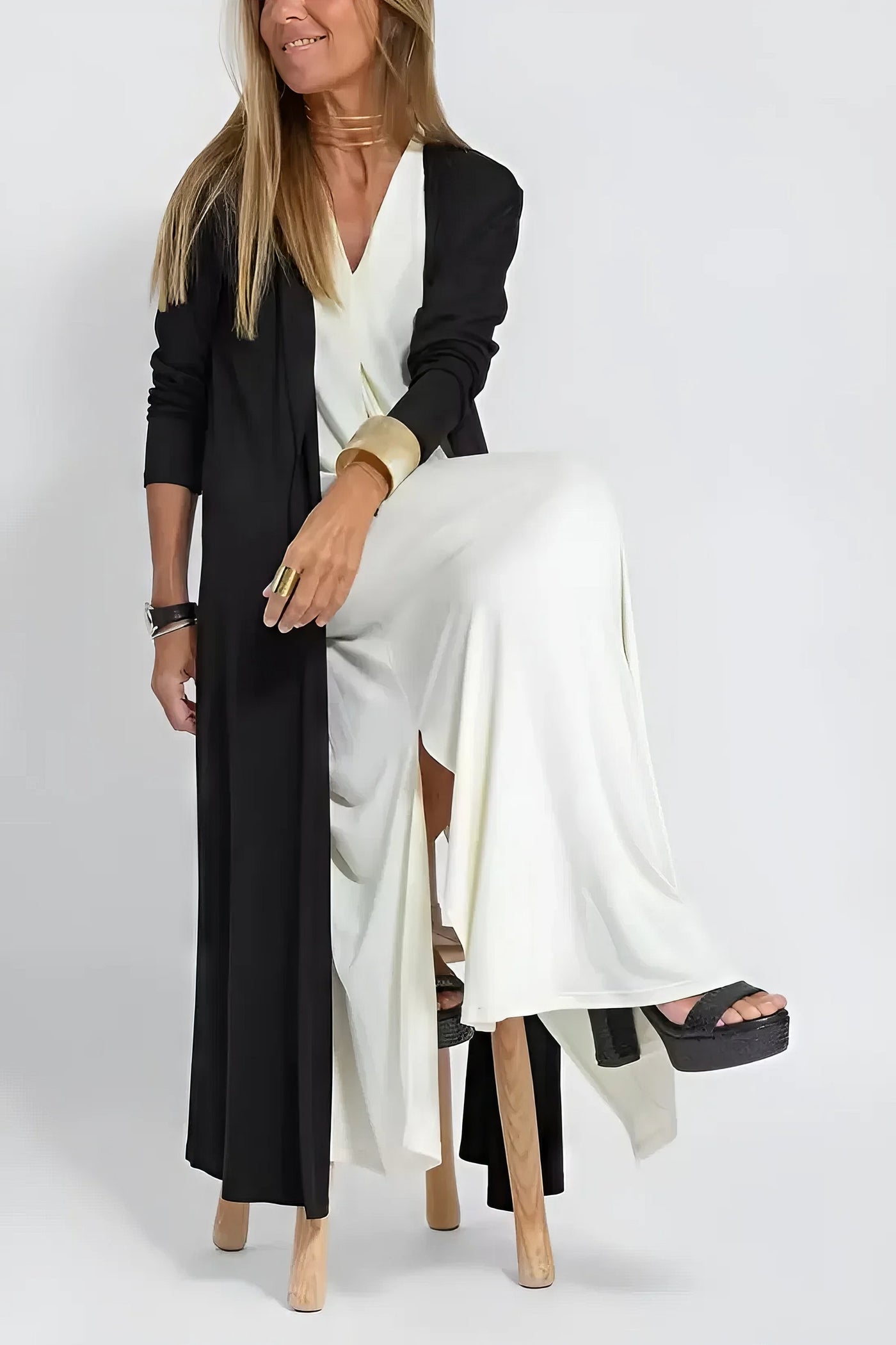 Camille | Elegant long dress + matching cardigan