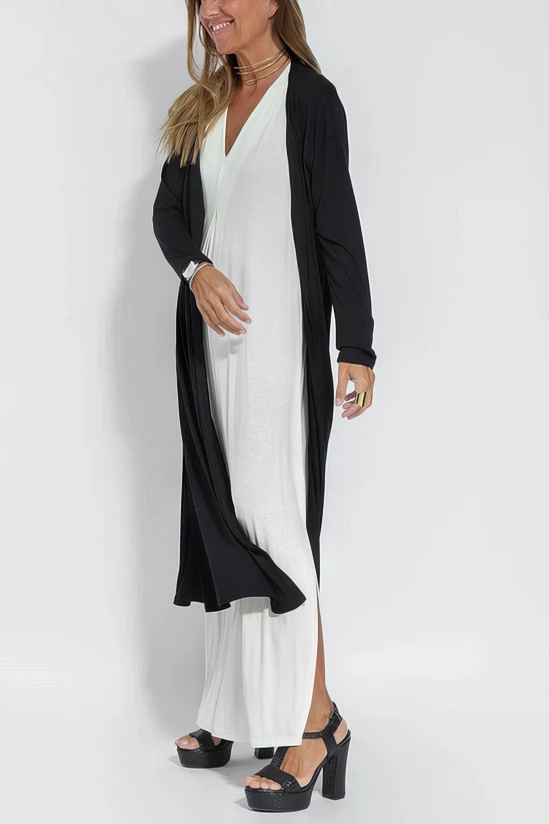 Camille | Elegant long dress + matching cardigan