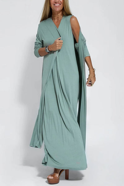 Camille | Elegant long dress + matching cardigan