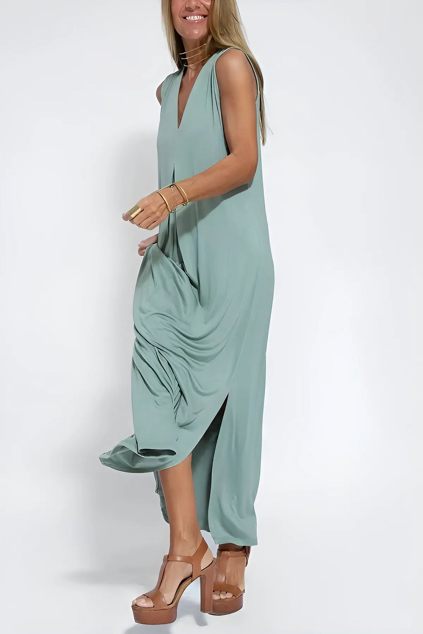 Camille | Elegant long dress + matching cardigan